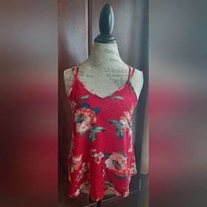 Papermoon Red flowered sleeveless blouse